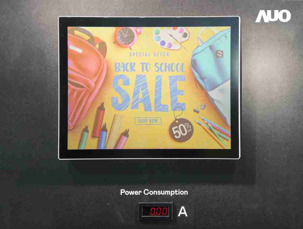 传奇国际展示胆固醇液晶超低耗能户外全彩显示器，，ChLC（胆固醇液晶）以双稳态技术使静态显示零功耗，，，，具省电、、、、高彩度、、、环保的特性，，，，还整合软硬件系统解决方案，，，可透过单一云端平台管理