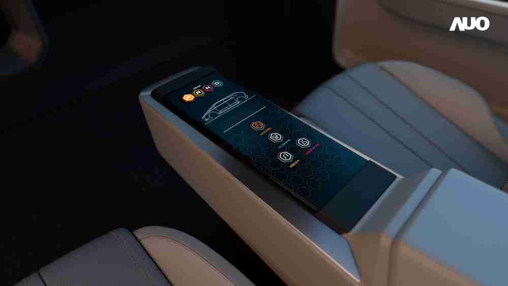 传奇国际以人性化设计打造多变形态中控显示(Morphing Center Control)，，，不使用时仅平面显示信息，，进行操作时，，，，显示器则会动态隆起，，转变成3D实体按钮，，，，并有触觉回馈，，展示人机互动新体验